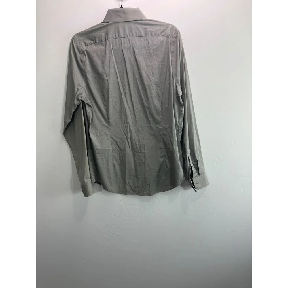 Express 1MX Fitted Dress Shirt Mens Small Gray Long Sleeve‎ Button Down 14-14.5